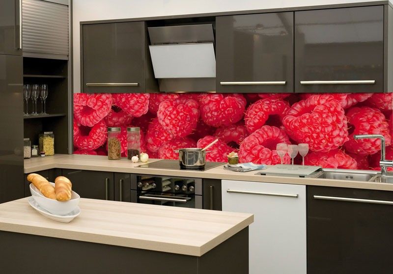KI-350-004 Samolepiace umývateľná fototapety do kuchyne za kuchynskú linku - Art Wall Raspberry (Maliny), veľkosť 350 x 60 cm