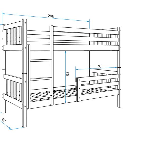 Poschodová posteľ CARINO 200x90cm - Biela (BEZ zásuvky)