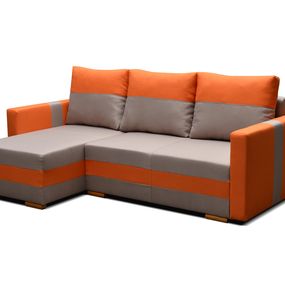 Rohová sedačka Farvum (svetlohnedá + oranžová) (L)