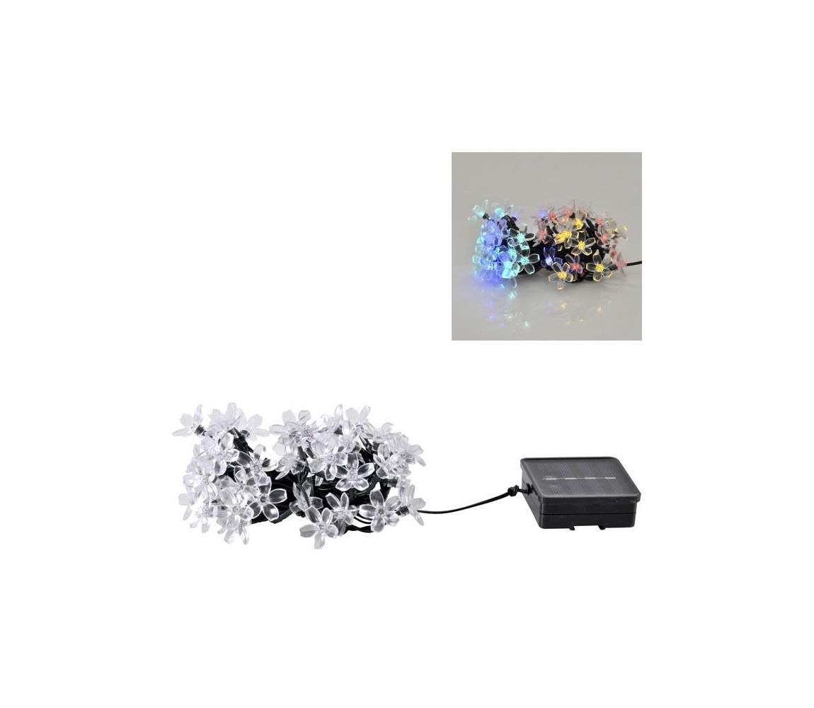 LED RGB Solárna reťaz FLOWER 50xLED/1,2V IP44