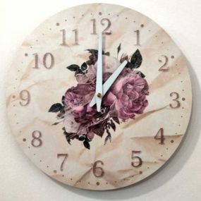 Metal Dekor nástenné hodiny Kvety, priemer 30 cm