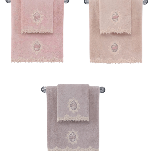 Soft Cotton Uterák DESTAN s čipkou 50x100cm. Froté uteráky DESTAN s čipkou, vyrobené zo 100% česanej bavlny, savé a mäkké s antibakteriálnou ochranou. Fialová / Lila