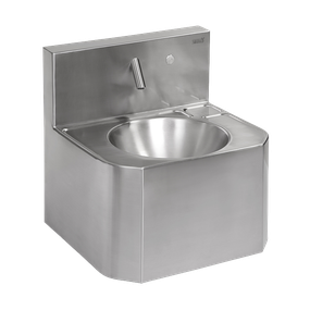 Sanela - Nerezové automatické závesné umývadlo s piezo systémom, pre prívod studenej a teplej vody, 24 V DC