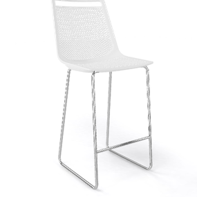 GABER - Nízka barová stolička AKAMI ST, biela/chróm