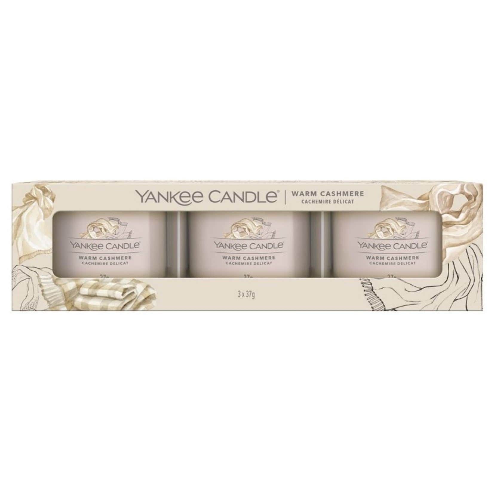 Yankee Candle Votívna sviečka v skle Yankee Candle 3 ks - Warm Cashmere