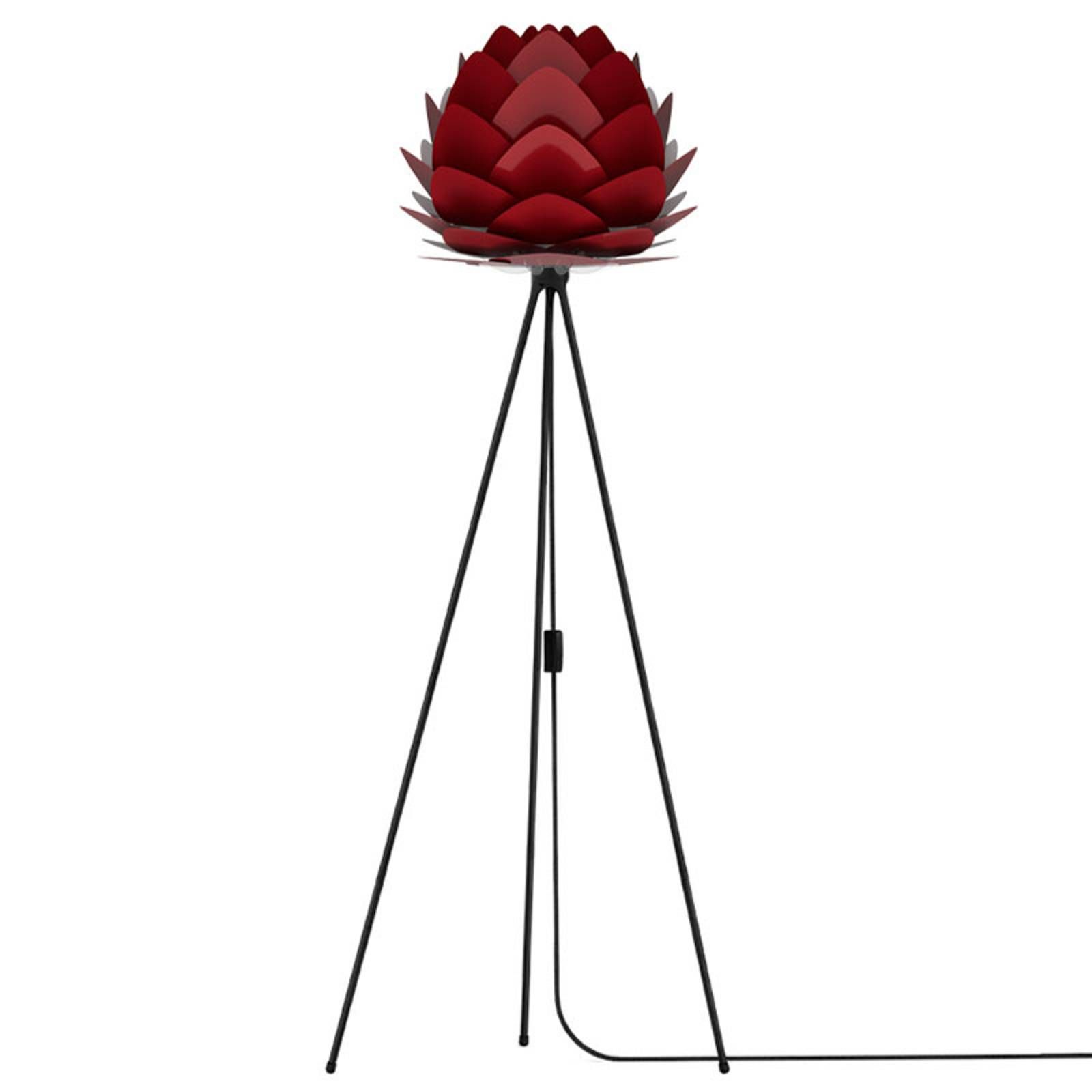UMAGE Aluvia mini lampa čierna/rubínovo-červená, Obývacia izba / jedáleň, hliník, E27, 15W, K: 139cm