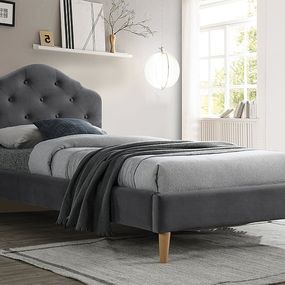 CHULLIA VELVET čalúnená posteľ 90 x 200, šedá