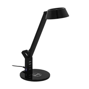 EGLO Stolová LED lampa Banderalo CCT stmievač QI čierna, Pracovňa / Kancelária, plast, 4.8W, L: 17 cm, K: 40.5cm