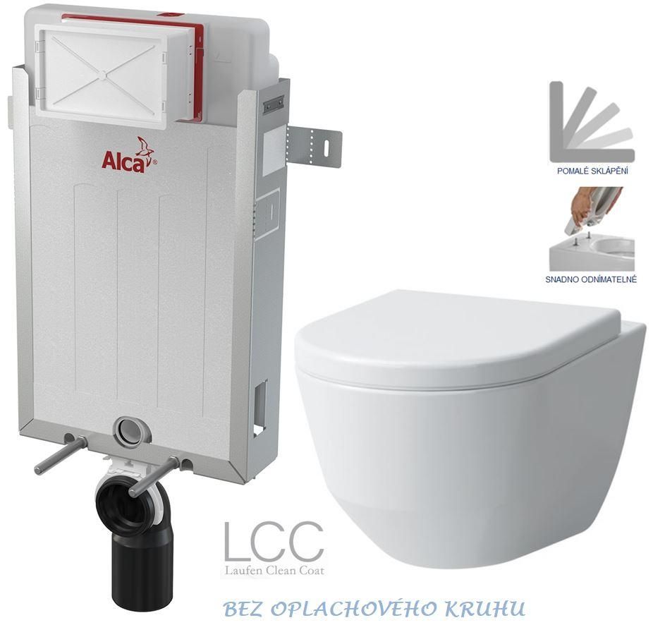 ALCADRAIN Renovmodul - predstenový inštalačný systém bez tlačidla + WC LAUFEN PRO LCC RIMLESS + SEDADLO AM115/1000 X LP2