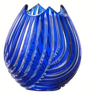 Krištáľová váza Linum, farba modrá, výška 135 mm