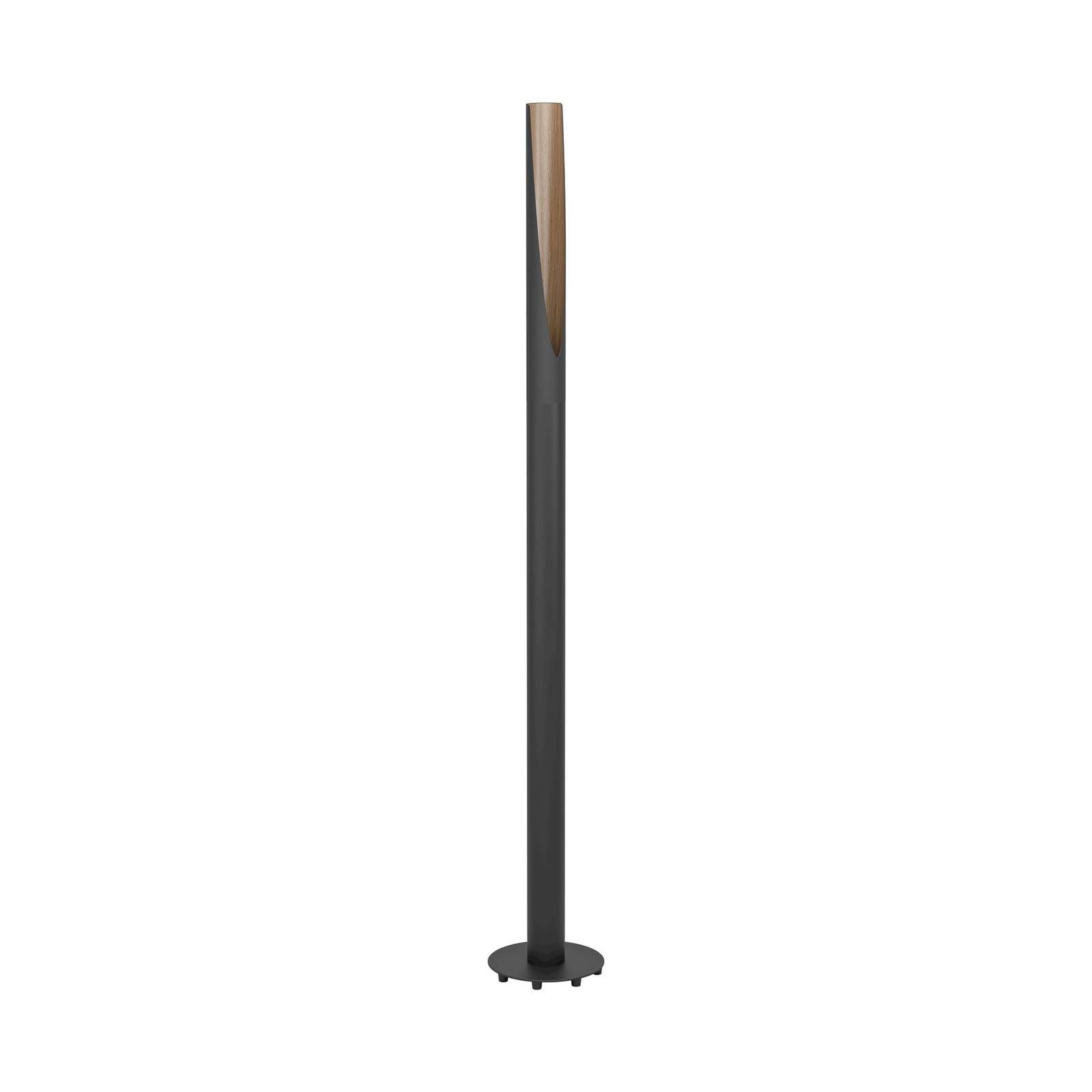 EGLO Stojacia LED lampa Barbotto v čiernej/vzhľad duba, Obývacia izba / jedáleň, oceľ, GU10, 4.5W, K: 136.5cm