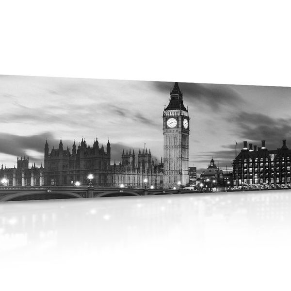 Obraz Big Ben v Londýne v čiernobielom prevedení - 120x40