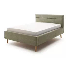Zelená čalúnená dvojlôžková posteľ s úložným priestorom s roštom 140x200 cm Lotte - Meise Möbel