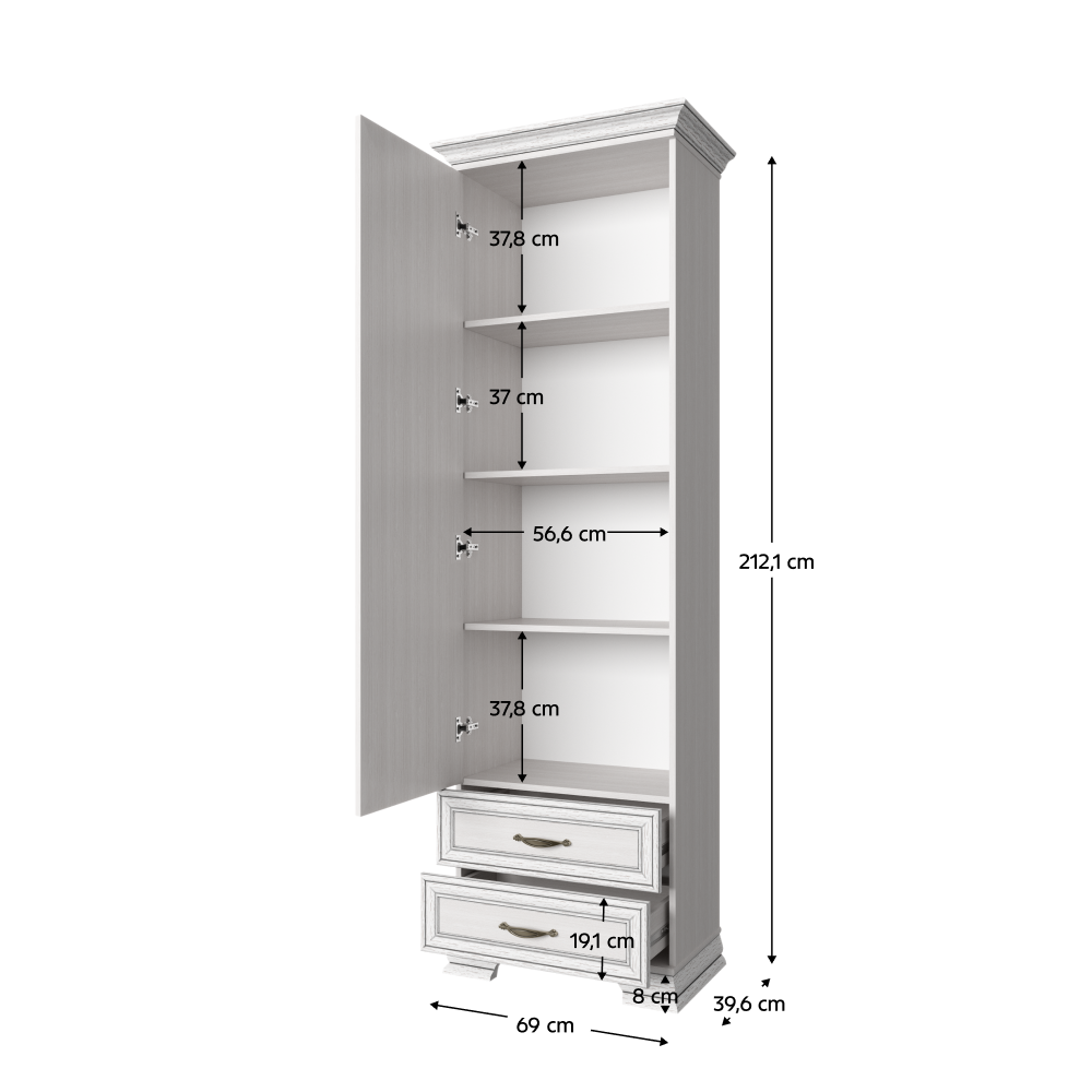 Regál 1D2S, woodline krem, TIFFY 06