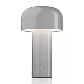 FLOS Bellhop stolová LED lampa, sivá, Obývacia izba / jedáleň, polykarbonát, 2.5W, K: 21cm