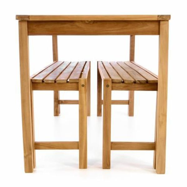 Divero 47284 Záhradný set lavíc a stola - ošetrené teakové drevo - 135 cm