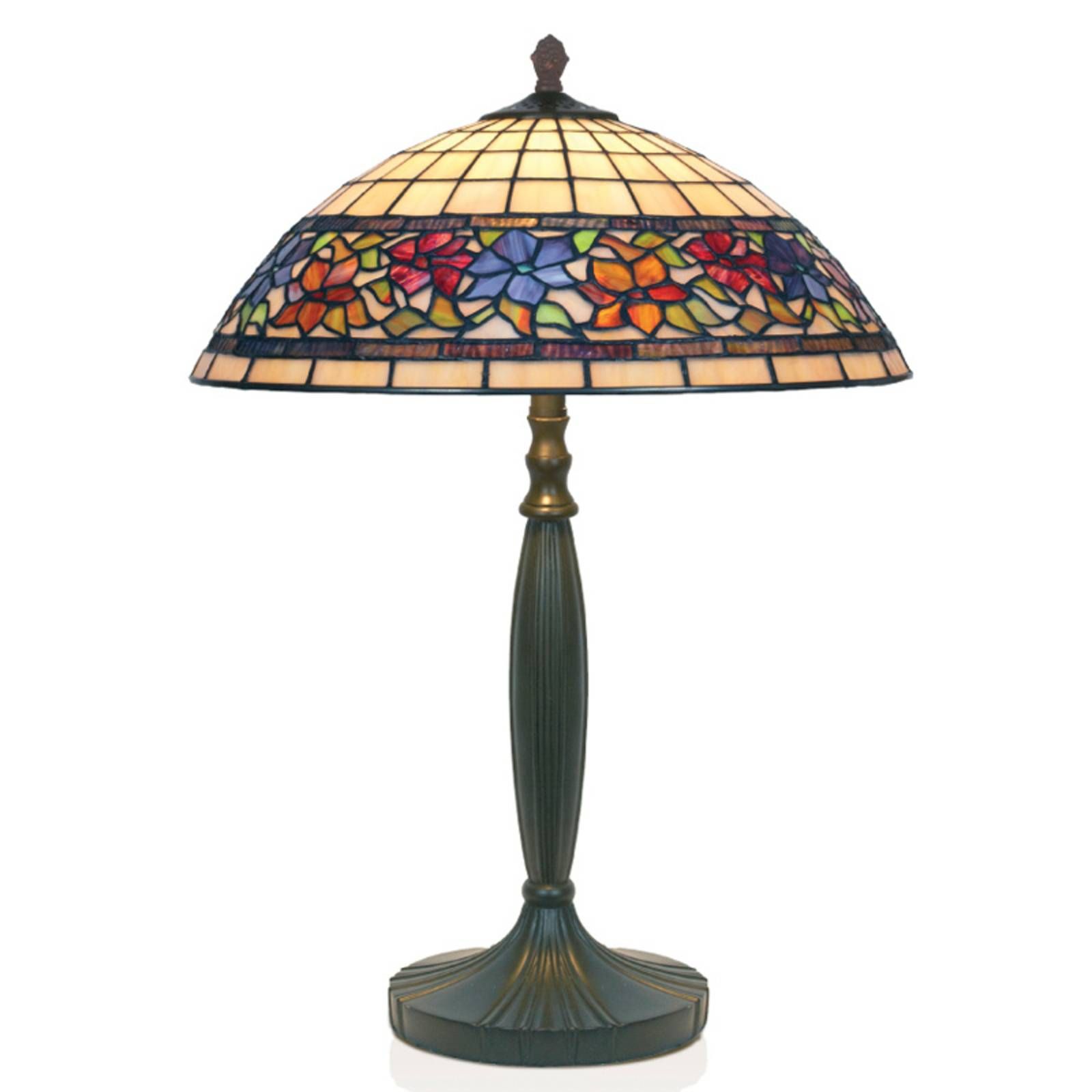 Artistar Stolná lampa Flora štýl Tiffany dole otvorená 62cm, Obývacia izba / jedáleň, kov, sklo, E27, 60W, K: 62cm