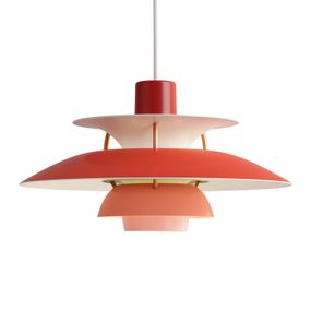 Louis Poulsen PH 5 Mini – závesná lampa, červená, Obývacia izba / jedáleň, hliník, E14, 40W, K: 16.3cm
