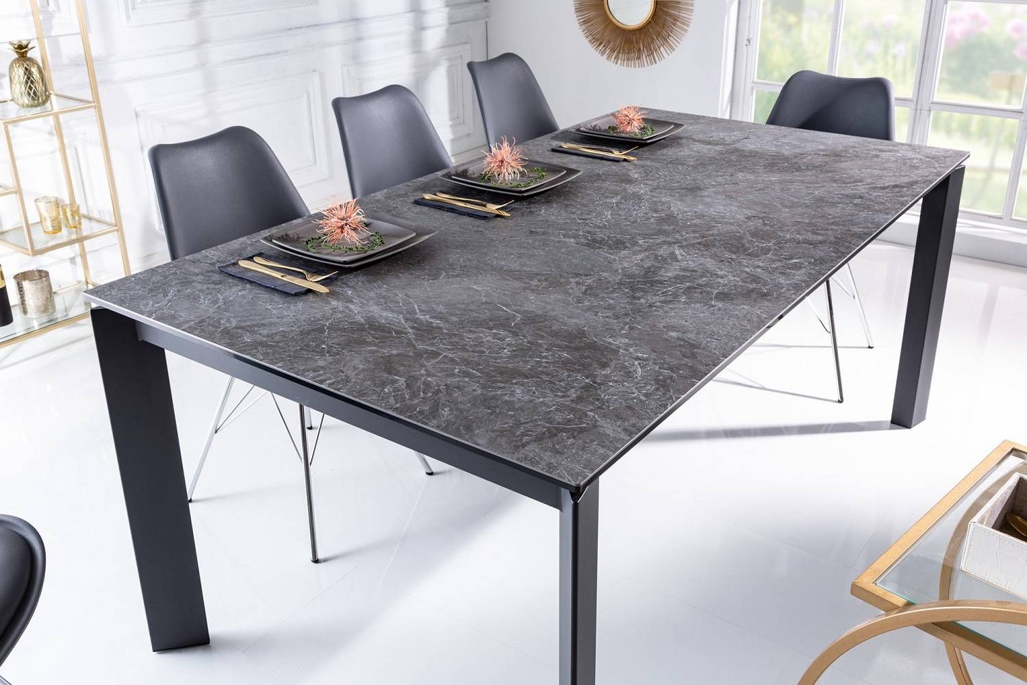 LuxD Rozťahovací jedálenský stôl Narissara X7 180-240 cm granit - vzor mramor