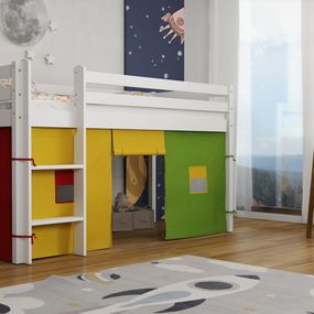 Detská vyvýšená posteľ z masívu borovice BERTÍK 180x80 cm - biela