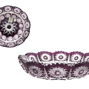 Krištáľový tanier Paula, farba fialová, priemer 146 mm