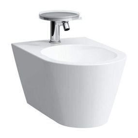 Laufen Kartell - Závesný bidet, 545 mm x 370 mm biela – s 1 otvorom na batériu uprostred, bez bočných otvorov na prívod vody vľavo a vpravo H8303310003021