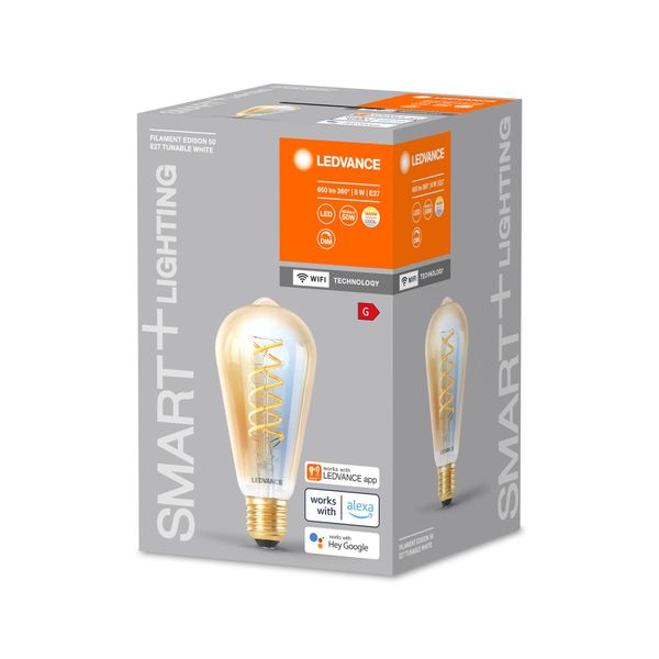 LEDVANCE SMART+ WiFi E27 8W Edison zlatá 822-850, sklo, E27, 8W, Energialuokka: G, P: 14 cm