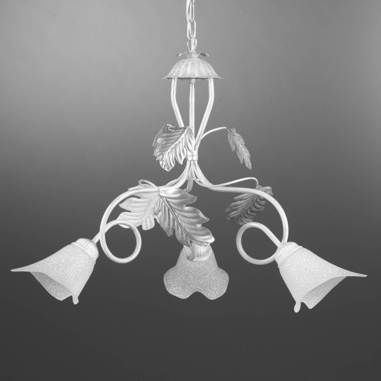 Euluna Florentská závesná lampa Marilena, 3-plameňová, Obývacia izba / jedáleň, železo, sklo, E14, 6W