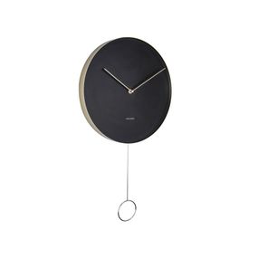 Čierne nástenné kyvadlové hodiny Karlsson Pendulum, ø 34 cm