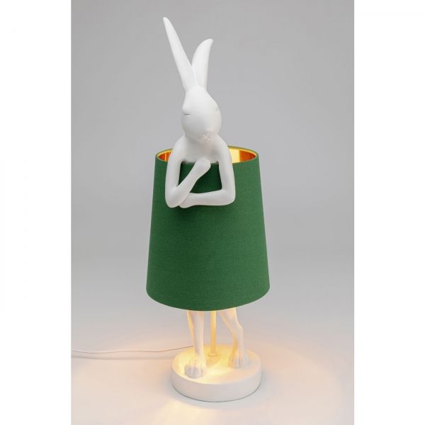 KARE Design Stolní lampa Animal Rabbit - bílozelená, 68cm