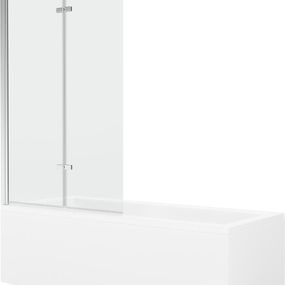 MEXEN/S - Cubik obdĺžniková vaňa 160 x 70 cm s panelom + vaňová zástena 100 cm, transparent, chróm 550316070X9210020100