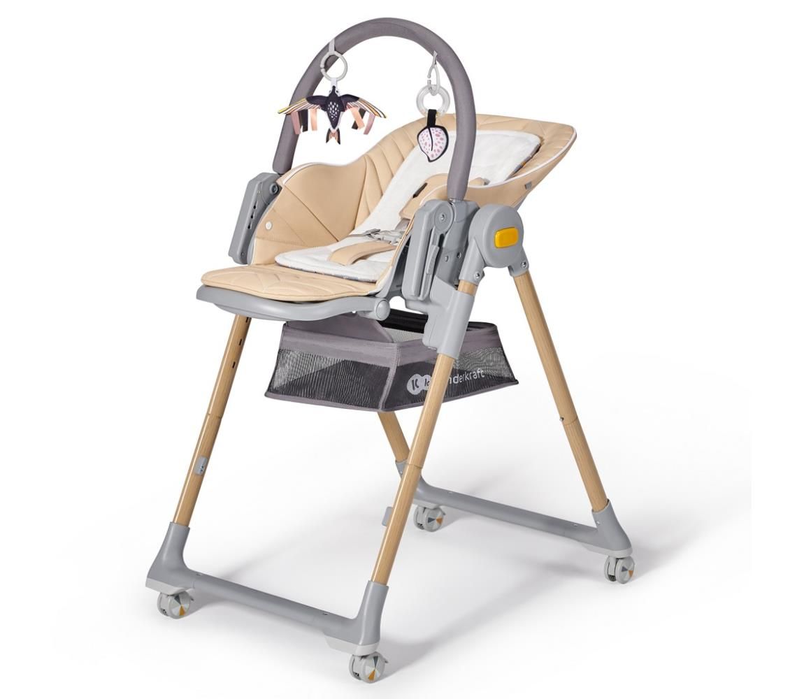 KINDERKRAFT - Detská jedálenská stolička 2v1 LASTREE béžová/šedá