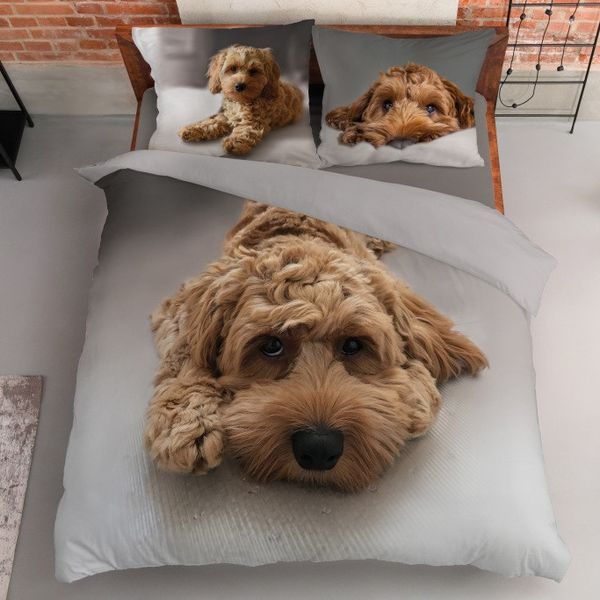 DomTextilu Krásne hnedé obojstaranné posteľné obliečky s motívom psíka 3 časti: 1ks 200x220 + 2ks 70 cmx80 Hnedá 70 x 80 cm 39904-183942