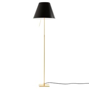 Luceplan Costanza stojaca lampa D13t mosadz/čierna, Obývacia izba / jedáleň, hliník, polykarbonát, E27, 105W, K: 160cm