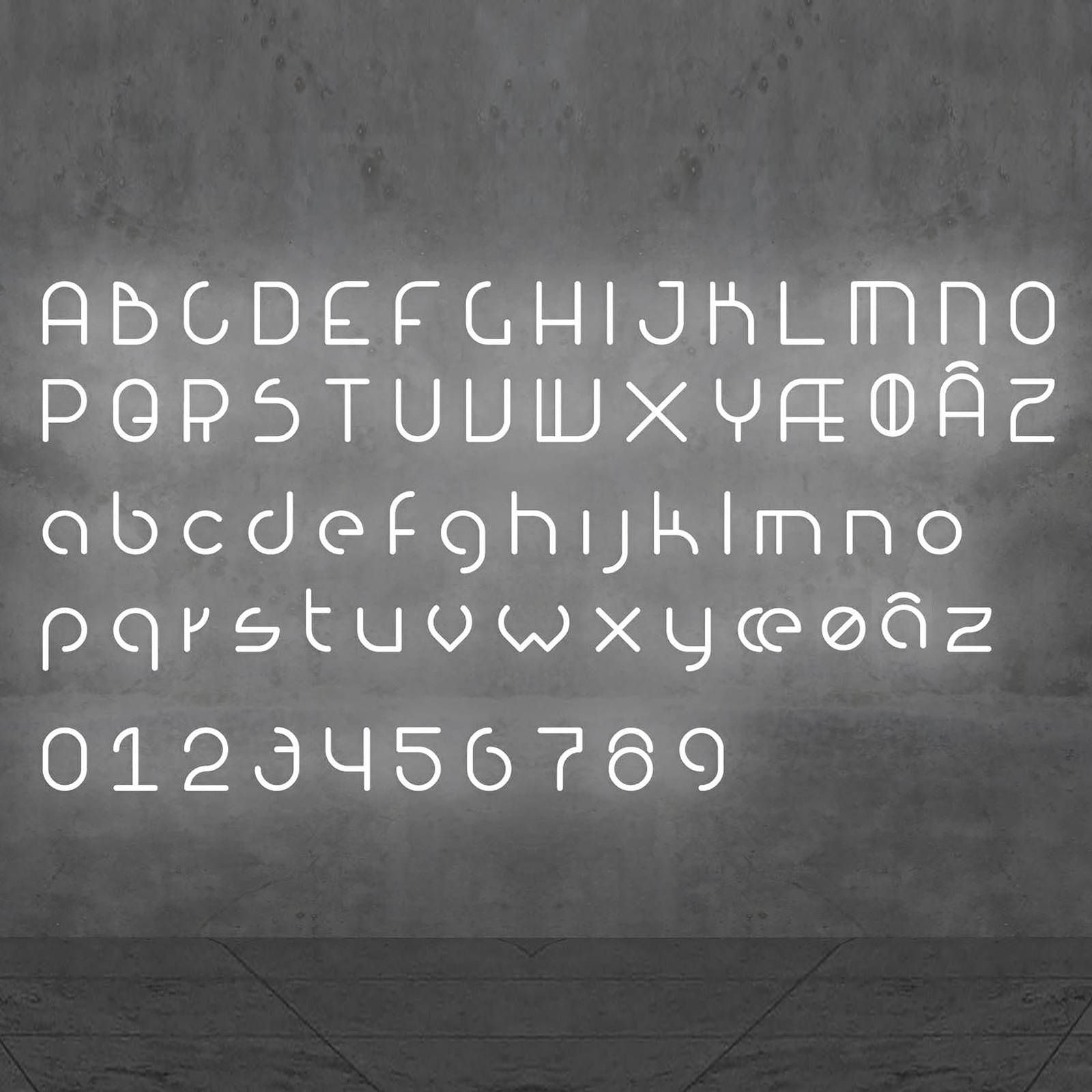 Artemide Alphabet of Light svetlo s číslom 4, Obývacia izba / jedáleň, metakrylát, hliník, 23W, L: 65 cm, K: 95cm