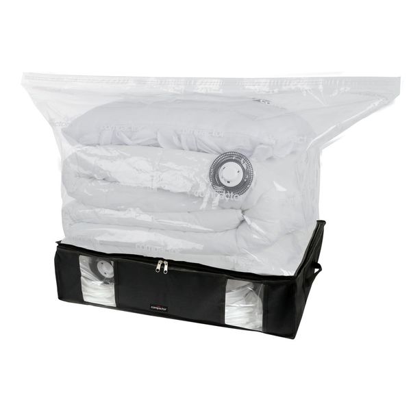 Čierny úložný box na oblečenie pod posteľ Compactor XXL Black Edition 3D, 145 l
