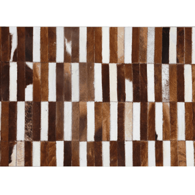 KONDELA Luxusný kožený koberec, hnedá/biela, patchwork, 201x300, KOŽA TYP 5