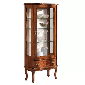 Estila Luxusná klasická vitrína Clasica z masívu so štyrmi poličkami a zásuvkou 145 cm