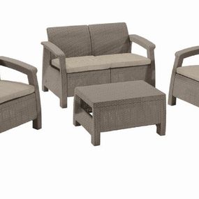 Keter Zahradní nábytek Keter Corfu set dvousedačka + dvě křesla + stůl cappuccino KT-610351