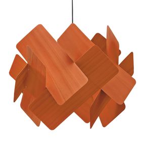 LZF LamPS Escape závesná, kábel čierna Ø 52 cm oranžová, Obývacia izba / jedáleň, drevená dyha, kov, E27, 14W, K: 44cm