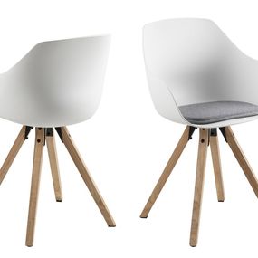 Dkton 23661 Dizajnová jedálenská stolička Alphonse, biela / prírodná