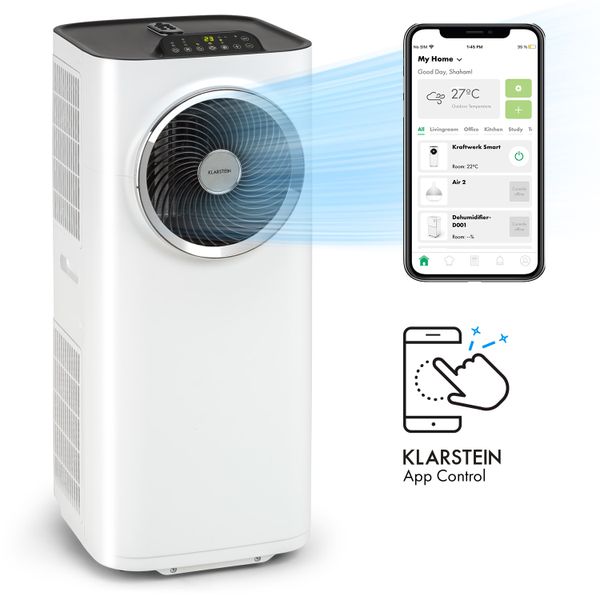 Klarstein Kraftwerk Smart 10K, mobilná klimatizácia, 3 v 1, 10 000 BTU, ovládanie cez aplikáciu, biela