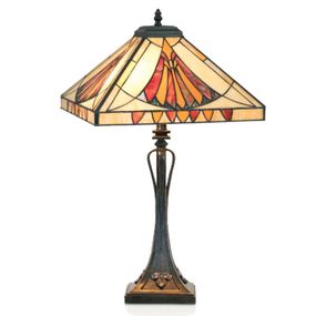 Artistar Pôvabná stolná lampa AMALIA v štýle Tiffany, Obývacia izba / jedáleň, kov, sklo, E27, 60W, P: 36 cm, L: 36 cm, K: 62cm