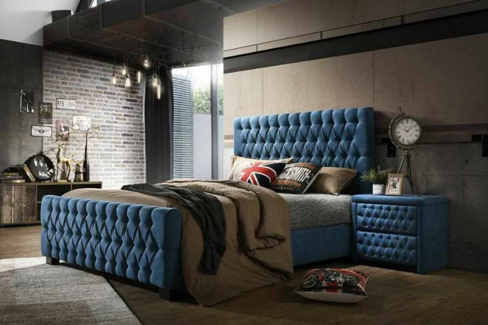 VerDesign, MELÁNIA manželská posteľ 180 x 200, modrá látka