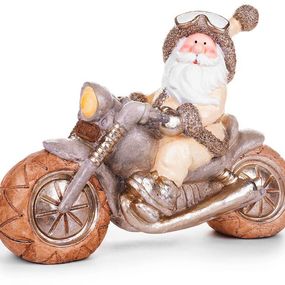 Dekorácia MagicHome Vianoce, Santa na motorke, keramika, 47x18,5x34 cm