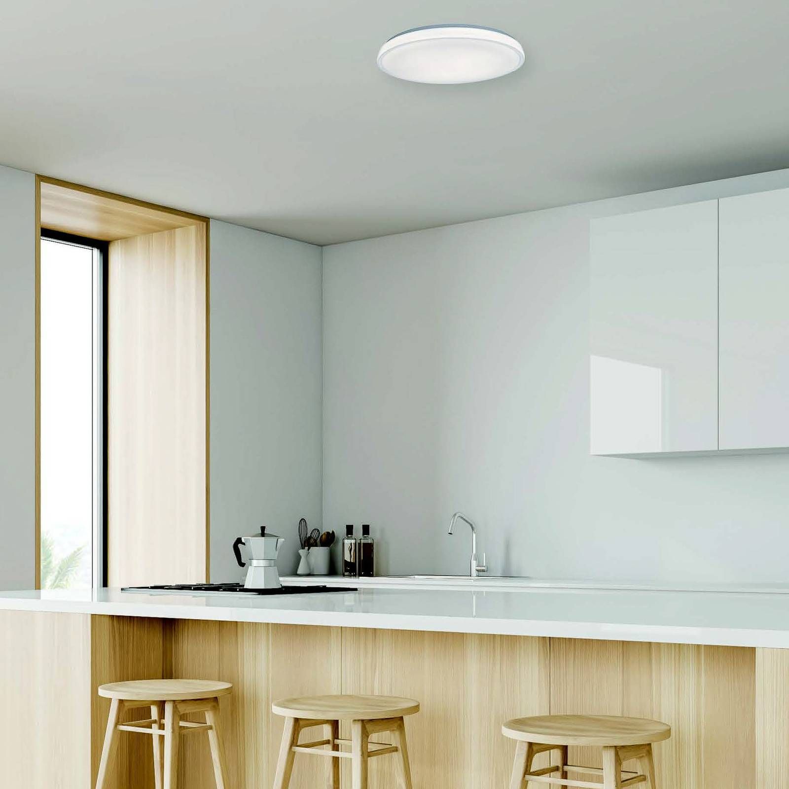 LUTEC Stropné LED svetlo Virtuo s funkciou CCT, Ø 57 cm, Obývacia izba / jedáleň, plast, 56W, K: 7cm
