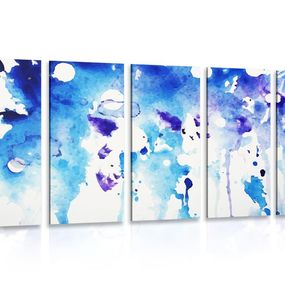 5-dielny obraz umelecká modrá abstrakcia