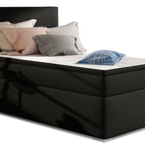 Čalúnená jednolôžková posteľ s úložným priestorom Rodrigo 90 P - čierna (Soft 11)