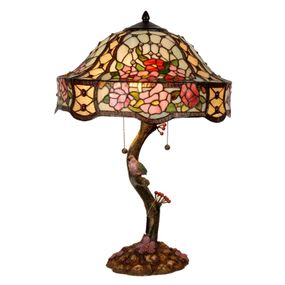 Clayre&Eef Bohato zdobená stolná lampa Claire, Obývacia izba / jedáleň, sklo, polyrezín, E27, 60W, K: 67cm