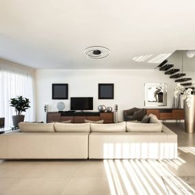 FISCHER & HONSEL Stropné LED svetlo Holy Ø 68 cm pieskovo-čierna, Obývacia izba / jedáleň, kov, plast, 38W, K: 8cm